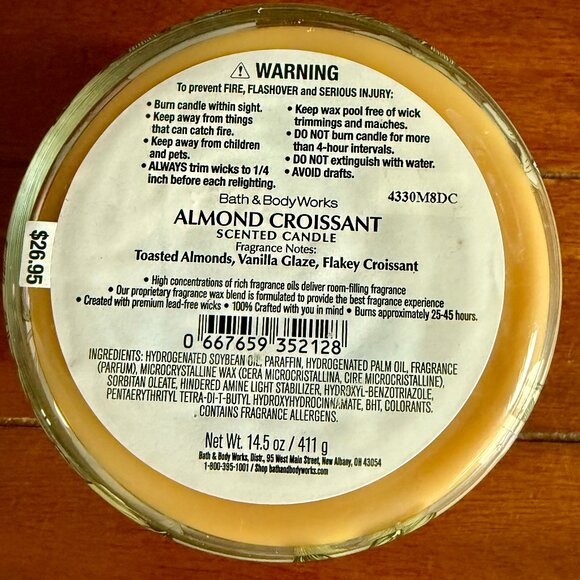 *2 for $44 on 3-WICK CANDLES NEW Bath & Body Works ALMOND CROISSANT 14.5oz - Picture 3 of 4